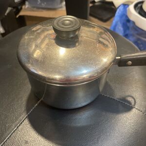 Revere Ware 1 Qt  Copper Bottom Stainless Double Ring Sauce Pan w LID 2363973